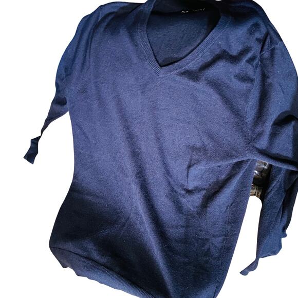 J. Crew Mercantile Navy Blue Merino Wool V-Neck Pullover Sweater (Men's), Sz S - Picture 3 of 13
